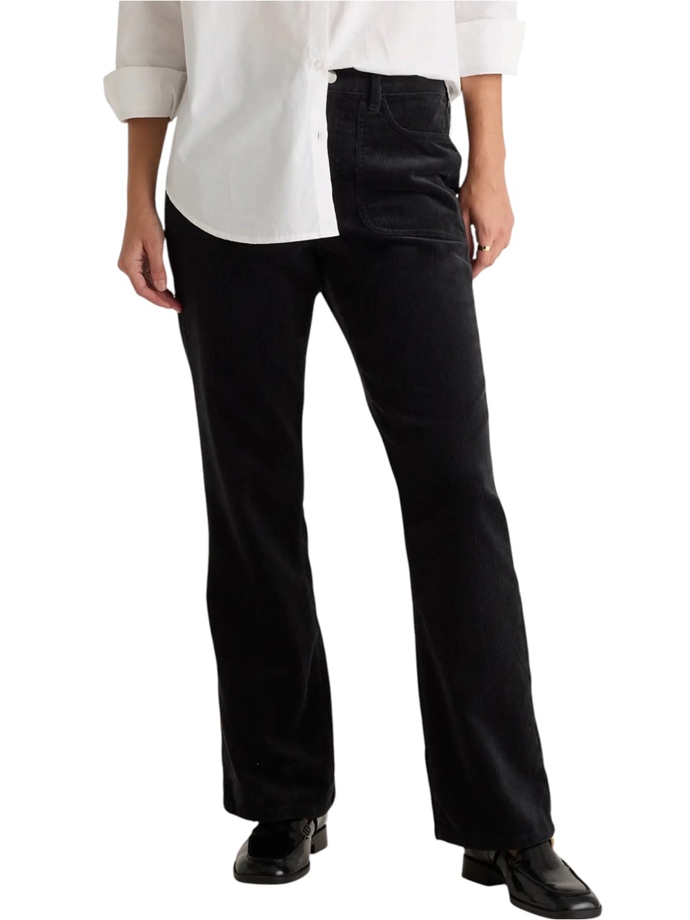Quince Organic Cotton Stretch Corduroy Flare Pants Black Size 8
